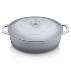 Iron Cast Dutch Oven 9.3 Qt Oval Non Stick Bread Baking Grey Enameled Vancasso New. Price: $209.99.