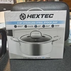 Hextec 5QT Stainless Steel Stock Pot W/tempered Glass Lid 3 Ply Hybrid Brand New. Price: $30.00.
