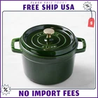 Staub Enameled Cast Iron 3 Qt Deep Oven Basil Brass Knob - Import Fee New. Price: $114.99.