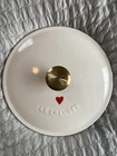 Creuset Round Cast Iron Casserole W/ Lid Hearts White 22 France New. Price: $200.00.