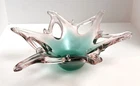 Vintage Epoca Italy Art Glass Bowl Green Pink 6 Point Star Used. Price: $44.00.