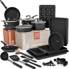 Pots And Pans Set, 22-PIECE Non Stick Cookware & Pieces Black New. Price: $201.12.