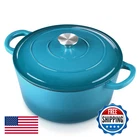E-far 6 Quart Dutch Oven Enameled Cast Iron Pot Lid Nonstick Round New. Price: $72.43.