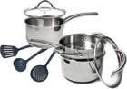 Stainless Steel Saucepan Glass Lid Casting Handle 2.6 Quarts, Silver New. Price: $75.68.