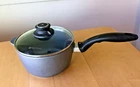 Swiss Diamond Xd Nonstick 2.2 Qt Saucepan - Cast Aluminum 7" With Glass Lid Used. Price: $49.95.