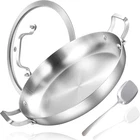 Inqibee 12 Inch Stainless Steel Paella Pan With Lid, Large Frying Skillet New. Price: $57.74.