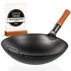Yosukata 14" Carbon Steel Wok With Round Bottom Pre-seasoned 36 Cm, Black New. Price: $88.99.