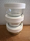 3 New Anchor Hocking True Seal Glass Storage Set 1 Cup Size White Lid. Price: $35.00.