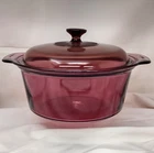 Vintage Corning Visions Cranberry 5L Glass Dutch Oven Stock Pot W/ Lid Usa Pyrex Used. Price: $65.00.