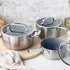 Greenpan GP3 6-PIECE Cookware Set 3-PLY Multi-clad Stainless Steel New Sealed. Price: $175.99.