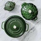 Staub 16OZ Ceramic Artichoke Cocotte Basil Green Baking Dish W/lid, Set Of 2,NEW. Price: $75.00.