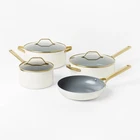 7PC Nonstick Ceramic Coated Aluminum Cookware Set With Champagne Handles Cream - New. Price: $64.99.