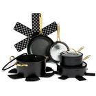 Thyme & Table 12-PIECE Nonstick Cookware Set Black Gold Induction New. Price: $105.00.