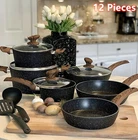 12 Pieces Kitchen Pots & Pans Set Nonstick Cookware Granite Coated With Lids New. Price: $109.99.