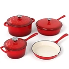 Enameled Cast Iron Cookware Set - 7 Piece Pots And Pans Of Dutch Ovens New. Price: $149.99.