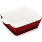 Lovecasa 2QT Square Stoneware Casserole Baking Dish W/handles Red Used. Price: $29.99.