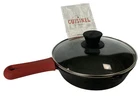 Cuisinel Cast Iron Frying Pan 8" Red Silicone Handle & Glass/stainless Steel Lid Used. Price: $10.00.