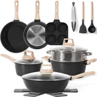 Cookware Set 17 Pcs Induction Black Granite Soday Pots Pans New. Price: $154.99.
