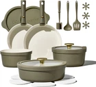 Carote 21PCS Ceramic Cookware Set With Detachable Handles, Pots Pans Non New. Price: $138.06.