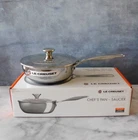 Creuset Tri-ply Stainless Steel Saucier Pan With Lid, 2 Quart New. Price: $199.95.