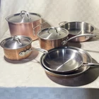 9 Pc Calphalon Tri-clad Copper Bottom Stainless Cookware Set Pots Pans Lids Euc Used. Price: $250.00.