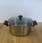 Farberware 5 Qt Stainless Steel Stock Pot W/glass Lid Dutch Oven Impacted Bonded Used. Price: $22.99.
