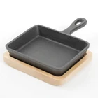 Campton 5" Rectangle Cast Iron Frying Pan Skillet With Wooden Base By Gibson New. Price: $19.99.