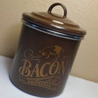 Ayesha Enamel Coated Bacon Drippings Container 4" W/o Lid For Used Grease Oil. Price: $8.99.