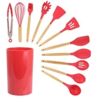 Megachef Red Silicone And Wood Cooking Utensils, Set Of 12 New. Price: $58.28.