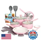 Tasty Clean Ceramic Non-stick Aluminum Cookware Set Tempered Glass Lid New. Price: $89.23.