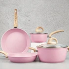 Pink Pots And Pans Set Non Stick, Ceramic Cookware With Granite Pattern Kitc New. Price: $89.18.