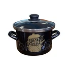 Stylish Enamel Stock Pot Cooking And Glass Lid - My Kitchen, 5.3 Qt Black New. Price: $55.99.