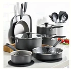 Tramontina 18-PIECE Nonstick Cookware Set Asphalt Pots Pans Primaware New. Price: $41.88.