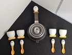 Joie Omelet Ease Non-stick 4-INCH Pan With Egg Cups And Spoons Used. Price: $25.00.