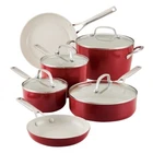 Kitchenaid 10-PC. Hard Anodized Nonstick Ceramic Cookware Set Empire Red New. Price: $159.29.
