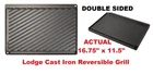 Lodge Cast Iron Reversible Barbeque Grill Griddle Double Sided 16.75" X 11.5" Open. Price: $22.95.