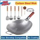 13.4" Carbon Steel Wok PAN,8 Pcs Cookware Accessories, Cooking Tools Traditional New. Price: $58.23.