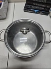 Chantal Stew Pot Saucepan 4 Qt Stainless Double Handle SLSA32-200 & Glass Lid Used. Price: $19.99.