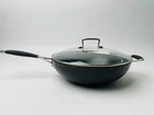 Le Creuset Toughened Nonstick Pro 12-INCH Wok With Glass Lid 5-QT Stir Fry Pan Used. Price: $67.99.