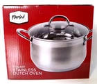 Parini Cookware 7 Quart Stainless Dutch Oven W/ Tempered Glass Lid New Box. Price: $29.95.