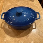 Cuisinart 5.5QT /5.2LB Oval Enameled Cast Iron Casserole Dutch Oven W/lid Red Used. Price: $89.99.