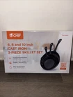 Commercial Chefpre-seasoned 3-PIECE Cast Iron Skillet Set New. Price: $34.99.