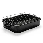 Granite Ware 19" Rectangular Roasting Pan With V-rack Black, Set Of 2 New. Price: $59.99.