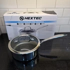 Hextec 2.15 Qt 3 Ply Hybrid Tempered Glass Lid Stainless Steel Saucepan New. Price: $29.97.