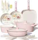 Becigar Ceramic Pots And Pans Set, Nonstick Detachable Pcs, Pink New. Price: $121.16.