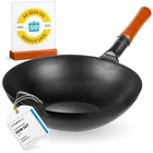 Yosukata Carbon Steel Wok 13,5 Stir Fry Pans - Chinese With Flat Bot New. Price: $89.47.