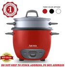 Aroma 6-CUP (cooked) /1.5QT. Rice & Grain Cooker, Red/ White, New, ARC-743-1NGR. Price: $28.97.