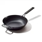 Oxo Obsidian 12" Carbon Steel Wok Pre-seasoned Helper Handle Silicone Sleeve New. Price: $47.99.