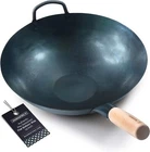 14 Inch Preseasoned Flat Bottom Carbon Steel Wok Non Stick Stir Fry Pan New. Price: $120.90.