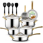 Nutrichef 16 Pcs. Kitchenware Pots & Pans Set-clad Cookware, Non-stick New. Price: $133.99.